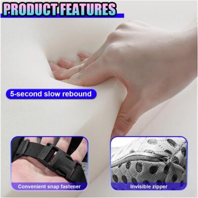 Ergonomic Memory Foam Car Neck Pillow with Adjustable Strap & Machine-Washable Cover - Long-Lasting Support for Long Drives & Office Use(Gray) - Image 5