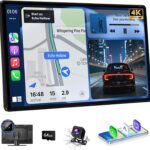 Wireless A pple Carplay Screen Carplay Screen for Car 11" with 4K Dash Cam 1080P Backup Camera, Car Stereo for Carplay & Android Auto GPS Navigation/Bluetooth/Mirror Link/Voice Control/AUX/FM/Siri