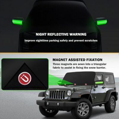 Car Windshield Cover for Ice and Snow, 600D Oxford Fabric Windshield Snow Cover Heavy Duty, Magnetic Car Anti-Snow Cover, Winter Frost Hail Protector for Most Sedan Truck SUV Van MPV (70 x 50 Inch) - Image 5