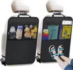 Kick Mats with Organizer - 2 Pack Backseat Protector Seat Covers for Your Car, SUV, Minivan or Truck Seats - Vehicle Back Seat Kids Safety Accessories - Universal Fit Automotive Interior Protectors