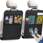 Kick Mats with Organizer - 2 Pack Backseat Protector Seat Covers for Your Car, SUV, Minivan or Truck Seats - Vehicle Back Seat Kids Safety Accessories - Universal Fit Automotive Interior Protectors