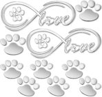 Frienda 10 Pcs 3D Paw Print Car Decals Window Decal Heart Paw Car Sticker Dog Footprint Self Adhesive Decoration Bumper Window Laptops Luggage Interior Accessories Decor