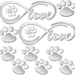 Frienda 10 Pcs 3D Paw Print Car Decals Window Decal Heart Paw Car Sticker Dog Footprint Self Adhesive Decoration Bumper Window Laptops Luggage Interior Accessories Decor