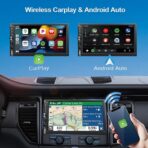 Wireless Double Din Car Stereo Works with Apple Carplay,7 Inch HD 1024 * 600 Touchscreen with Bluetooth 5.1,FM Car Radio,GPS Navigation,Backup Camera,Android Auto,Voice Control,USB/AUX/TF/SWC - Image 2