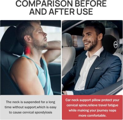 LIQUN Car Seat Neck Pillow, Skin Friendly Car Head Pillow, Memory Foam Neck Support, Driving to Relieve Neck Pain and Shoulder Pressure, (Black) - Image 3