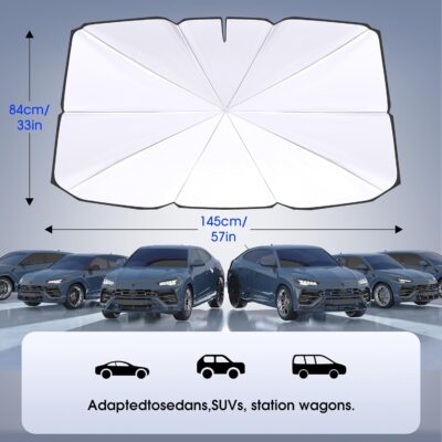 helloleiboo 𝟐𝟎𝟐5 𝑼𝑷𝑮𝑹𝑨𝑫𝑬 Foldable Car Windshield Sun Shade Umbrella,360° Rotating Sunshade for Car Windshield Front Window Reflective Heat Automotive Interior Sun Protection for Cars Trucks - Image 6