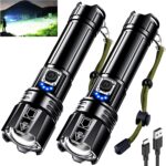 AKNEAR Rechargeable LED Flashlight 99000 High Lumens, Super Bright Flashlights with Zoomable & USB C Rechargeable & 5 Light Mode & IPX-7 Waterproof, Powerful Flash Light for Home, Hiking, Camping