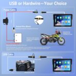 5" Motorcycle CarPlay Wireless for Apple CarPlay & Android Auto,W522 Car Play Motorbike Waterproof Touch Screen with Dual Bluetooth,GPS Navigation,Siri/G-Assist,EQ,USB/Hardwired Power Supply - Image 5