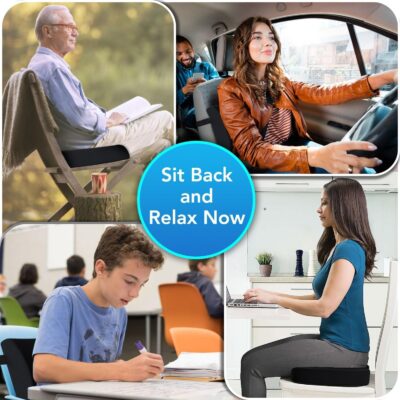 Seat Cushion & Lumbar Support Pillow for Office Chair, Car, Wheelchair Memory Foam Desk Chair Cushion for Sciatica, Lower Back & Tailbone Pain Relief Desk Pad with Adjustable Strap 3D Washable Cover - Image 4