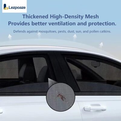 4-Pack Car Window Shades with Insect Screen, UV Blocking & Breathable Mesh, Universal Fit for 96% Cars, for Baby Kids Travel Camping, Heat Insulation & Privacy Protection - Image 3