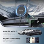 Esoulk [2026 Upgraded] Qi2 25W Fast Wireless Car Charger for Tesla Model 3/Y, Magnetic Phone Mount with Active Cooling Fan, Dashboard Screen Mount for iPhone & Android - Image 7