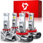 TOPIK 9005 H11 LED Light Bulbs Combo, 76,000LM 900% Brighter, H9 H8 HB3 Light Bulbs, Plug N Play, 50000+ Hours Lifespan, No Flicker, 99% Compatibility, 4PCS