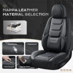 Coverado Car Seat Covers Full Set, Seat Covers for Cars, Front Seat Covers and Back Seat Cover Waterproof Leather Automotive Seat Cover, Universal Car Interior Protectors Cushion for Most Cars Black - Image 2