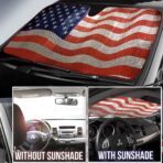 Big Ant Car Sun Shade, Windshield Sun Shade American Flag Sunshades Keep Vehicle Cool Best UV Ray Visor Protector Prevent Your Car from Sun Heat & Glare(Size: 63"X 28.5") - Image 4