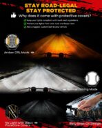 Auxbeam V-Ultra Series Side Shooter Light Bar, 5Inch 172W Round Offroad Lights LED Pods 20400LM, Amber DRL & Spotlight Dual Color 270° Wider Off Road Lighting with Protective Covers, Pair - Image 9