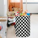 LANGYASHAN Laundry Basket Canvas Fabric Collapsible Organizer Basket for Storage Bin Toy Bins Gift Baskets Bedroom Clothes Children Nursery Hamper (Racing flag) - Image 7
