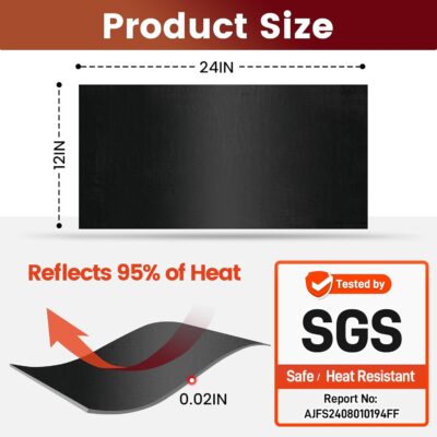 Heat Shield Automotive Aluminum Reflects 95% of Radiant Heat, 12" x 24" Stove Heat Shield to Protect Refrigerator, Heat Shield Wrap for Exhaust, Motorcycle, Wood Stove, Cabinet, Fireplace (Black) - Image 2