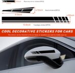 6PCS Car Hood Stripe Sticker, Vinyl Auto Body Side Rearview Mirror Decal, Sports Racing Stripe Graphic Decal Stickers, Universal Vehicle Exterior DIY Decoration Accessories (Black) - Image 2