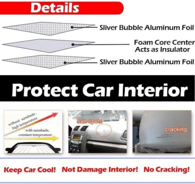 Big Hippo Car Windshield Sun Shade UV Rays Sun Visor Shade,Auto Front Car Window Shades Protector Folded Sun Shield Shade,Keeps Vehicle Cool - Blue (Size: 55.16"X 27.5") - Image 8