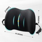 BYMECOST Lumbar Support Pillow for Car, Memory Foam Car Seat Back Support Pillow for Driving, Back Cushion with Strap for Pain Relief, Ergonomic Back Cushion for Office Chair, Wheelchair (Black) - Image 2