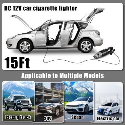 AUTODECO Car Cleaning Kit, Car Vacuum Interior Detailing Cleaner Kit with High Power Handheld Vacuum, Brush Set, Windshield Tool, Duster, Towels, Complete Car Care Tools for Women (Black) - Image 8