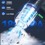 Car Vacuum Handheld Vacuum Portable Cordless, 18000Pa 5 in 1, 100W Brushless Motor, High Power Vacuum Cleaner with Window Breaker Hammer, LED Light, Multi-Nozzles for Car, Home, Pet, Office - Image 3
