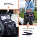Car Seat Organizer with Lid and Laptop Compartment (Fits 15.6"), Front Seat Passenger Organizer with Adjustable Strap, Multiple Pockets, Portable Office Bag, Water-Resistant 1200D Polyester - Image 2