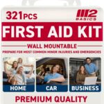 M2 BASICS Premium 321 Piece First Aid Kit, All Purpose Kit with Hard Case for Home, Car, Business, School, Office & Vehicle