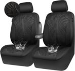 CAR PASS Waterproof Car seat covers Front Seats covers Neoprene Wetsuit, All-Weather Non-Slip Durable, Universal Fit for SUV Sedans Trucks Vans Automotive, Armrest Airbag Compatible, 3D Emboss 2 Black