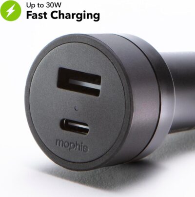 Mophie 42W Dual USB-C + USB-A Car Charger, Universal AUX Compatibility, LED Indicator, Fast Charging, Multi-Device - Image 2