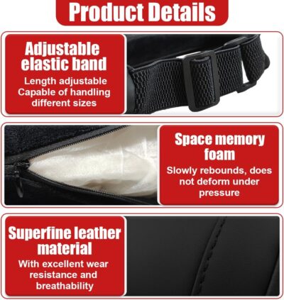 Car Neck Pillow, Memory Foam Ergonomic Auto Headrest Cushion Pillow, Relieve Driving Fatigue Car Neck Support Pillows, Comfortable Leather Vehicle Seat Pillows with Adjustable Strap (Black) - Image 3