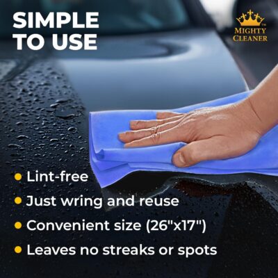 Premium 2pk +1 Free Shammy Cloth for Car Drying - 26"x17" - Super Absorbent Chamois Towel - Scratch-Free, Reusable & Soft Wash Cloth - Car Drying Towels - Image 5