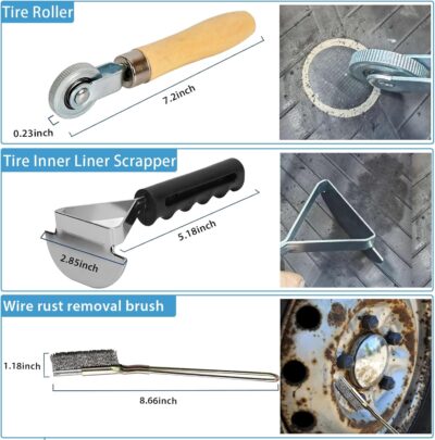 Air Tire Repair and Polish Patch Kit with 2500 RPM tire Buffer, Inner Liner Scraper, Patch Roller, and Durable Buffing Wheel for Tire Maintenanc - Image 6