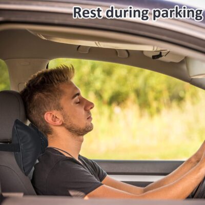 2pcs Car Seat Neck Support Pillow,PU Soft Leather + Memory Foam,Head Support Pillow Cushion Pad for Driving Headrest Relax,with Adjustable Strap - Image 4