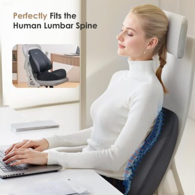 FLORICH Lumbar Support Pillow and Car Seat Cushion, Ergonomic Back Support Pillow and Seat Chair Cushion for Office Chair Memory Foam Lumbar Support and Car Seat Cushion for Car Seat Driver - Black - Image 3