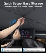 Zanch 2025 Upgraded Car Windshield Sun Shade [Cool Down by 75℉ ] with Heat Insulation Coating, Foldable Sunshade Umbrella with Flexible Handle & Ribs, Large (34''x61'') for Large SUV, Truck, Van - Image 9
