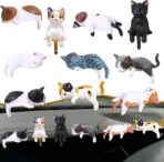 Exasinine 10Pcs Mini Cat Car Interior Accessories Decorations Cute Cat Car Dashboard Decor Funny Rear View Mirror Gift