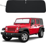 Windshield Sun Shade for Jeep Wrangler JK 2007-2018, Foldable Heat Shield with UV Protection, Custom Fit for 2/4 Door Models, Car Window Visor Accessories