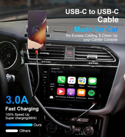 USB C Cable 3ft 2Pack USB C to USB C Charger Cable for Car, Coiled Type C Fast Charging Cable for iPhone 17/16/15/Plus/Pro/Pro Max/MacBook Pro 2020/iPad Pro 2020/iPad Air 4/Samsung Galaxy S23-Red - Image 3