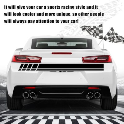 6PCS Car Hood Stripe Sticker, Vinyl Auto Body Side Rearview Mirror Decal, Sports Racing Stripe Graphic Decal Stickers, Universal Vehicle Exterior DIY Decoration Accessories (Black) - Image 5