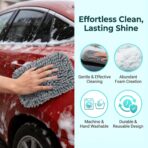 Microfiber Cleaning Cloths for Cars - 2 Pack Chenille Microfiber Wash Pads Gray Car Wash Pad for Gentle Cleaning of Cars Motorcycles Boats,Soft and Highly Absorbent,Easy to Clean and Reusable - Image 4