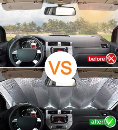 Big Ant Windshield Sun Shade + Bonus Car Window Shade, Car Sun Shade Keeps Vehicle Cool-UV Ray Protector Front Windshield Sunshade Fit for Most Cars SUV Trucks Minivans(55.1 x 27.5 inches) - Image 5
