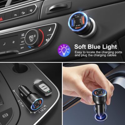 USB C Car Charger 3 Pack, Bangfun 4-Port 65W Dual 12V USB-C & USB A Car Charger Power Adapter QC+PD 3.0 Fast Charging Cigarette Lighter Plug for iPhone 16/15/14/13/11 Pro,Samsung S24,Android(Black) - Image 3