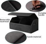 car organizers and storage for SUV,trunk organizer for sedan, leather foldable sleek box with lid,collapsible cargo bins, tool accessories containers,Collapsible Suede velvet (22 inch Covered) - Image 4