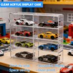 for 48 pcs 1/64 Scale Matchbox Wheels Toy Car Display Case Holds 48 Toy Cars Hot Storage Wall-Mounted Acrylic Organizer Stackable Clear Dustproof Display Box Container Shelf for Collectors - 6 Pack,8 - Image 6