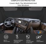 Semi-Truck Sun Shade for Windshield and Side Windows | 300T Sunshade Maximum Coverage | Block Sun Heat Rays |Fits for Semi, Commercial & Big Rig Truck, RV (Side Velcro)… - Image 2