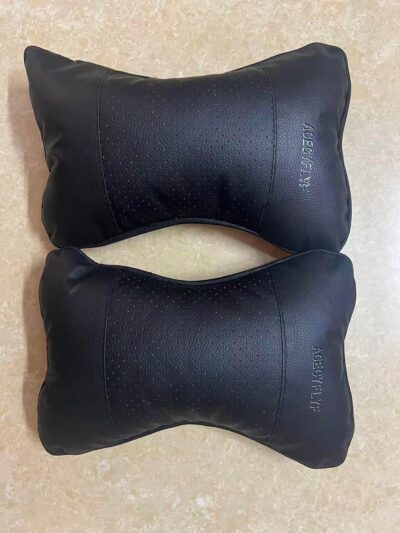2PCS Leather Car Seat Pillow Breathable Car Head Neck Rest Cushion Headrest Auto Car Safety Pillow Neck Pillow (Black) - Image 8