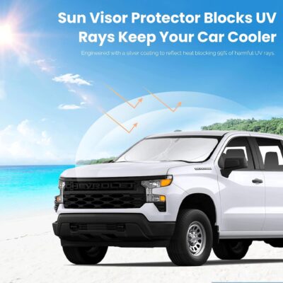 for Silverado Windshield Sun Shade Sunshade for 2019-2026 Chevy Silverado 1500 Truck Accessories Regular cab, Crew cab, Double Cab 2Door 4Door Windshield Cover 210T Reflective Window Protector - Image 5