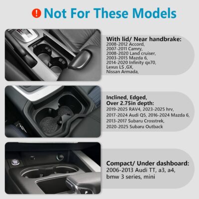 Seven Sparta Car Cup Holder Expander with Adjustable Base, Compatible with Hydro Flasks 32/40 Ounce, Compatible with Yeti Ramblers 20/26/30 Ounce, Other Bottles in 3.4"-3.8" (Black) - Image 6