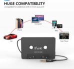 Elook Car Cassette Aux Adapter, 3.5mm Universal Audio Cable Tape Adapter for Car, Phone, MP3 ect. (Black) - Image 6